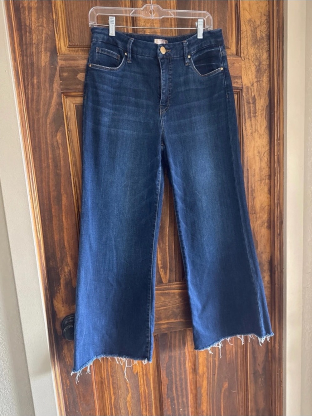 Kut from the Kloth Dark Blue Wide-Leg Raw Hem Jeans